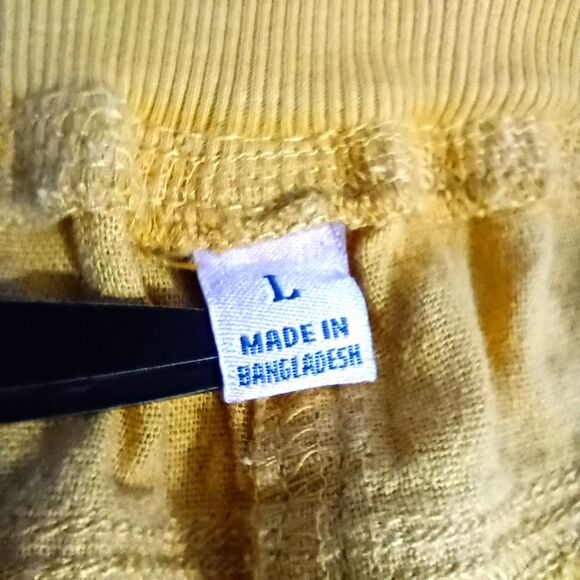 Per Se Pull On Drawstring Linen Blend Pants Yellow Gold Women's L - Picture 6 of 11